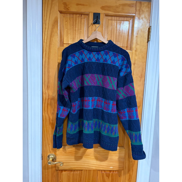 Chaps Ralph Lauren Sweater Mens M USA Multicolor Coogi Style Knit 90s Hip Hop
